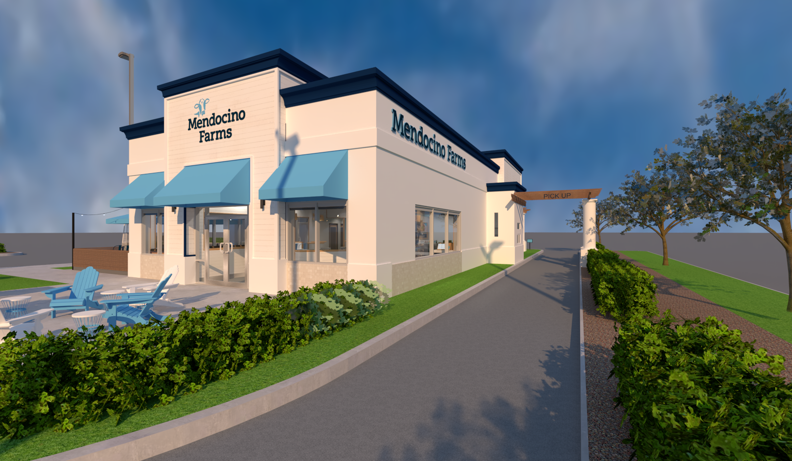 Rendering of Mendocino Farms drive-thru