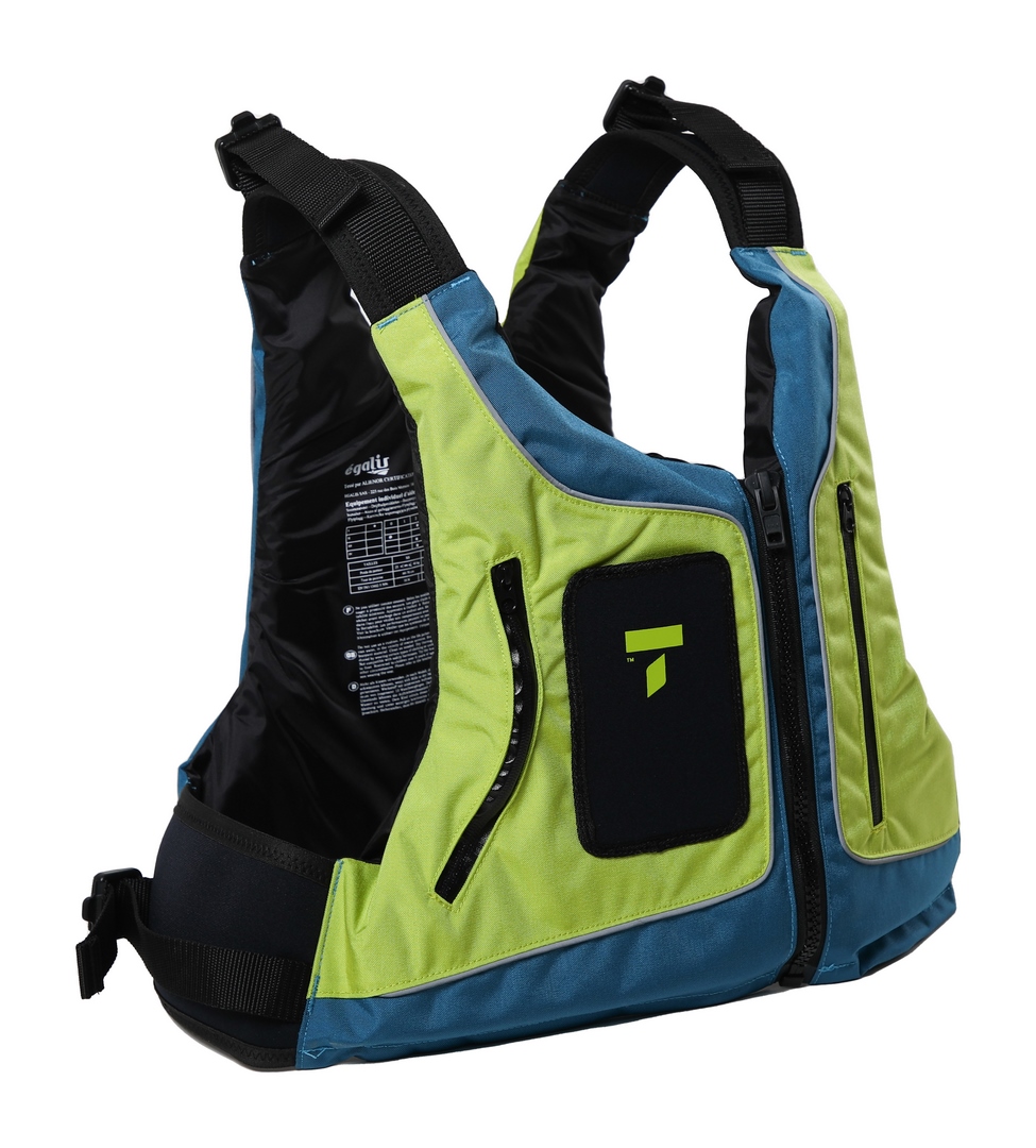 gilet de sauvetage jaune et bleu pour le stand up paddle