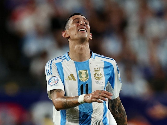 Angel Di Maria dari Argentina bereaksi pada 9 Juli 2024