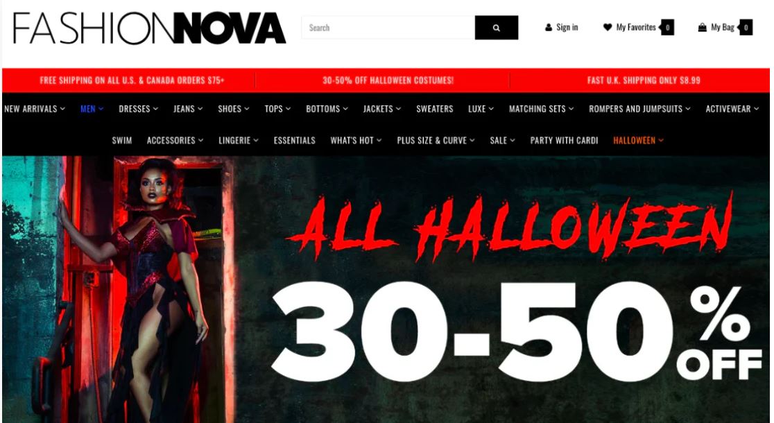 Fashion Nova Halloween discounts