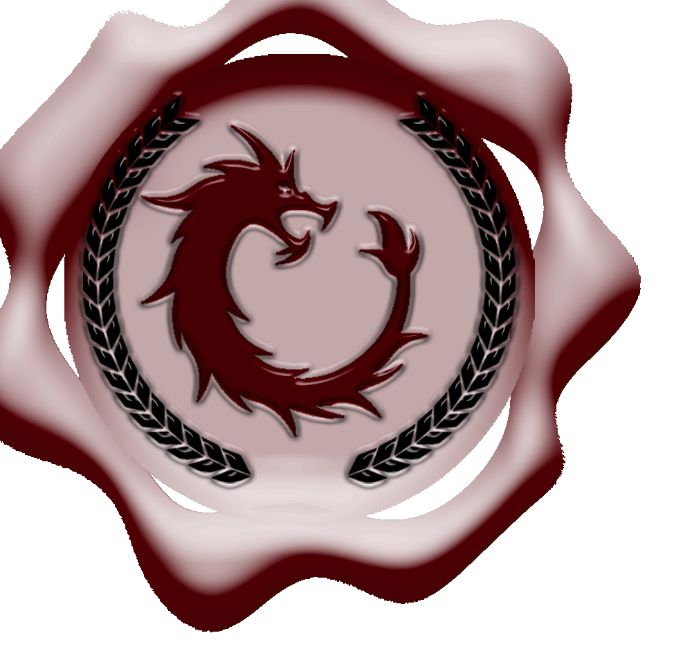 A red dragon logo with black leaves

Description automatically generated