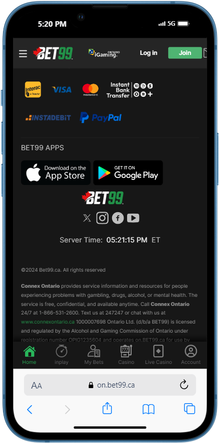 Bet99 app download page