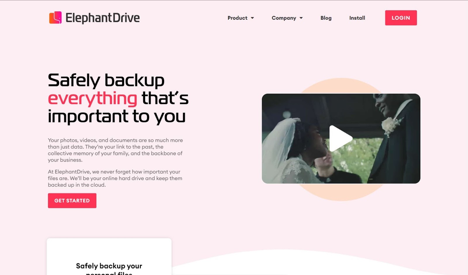 Screenshot  of ElephantDrive website