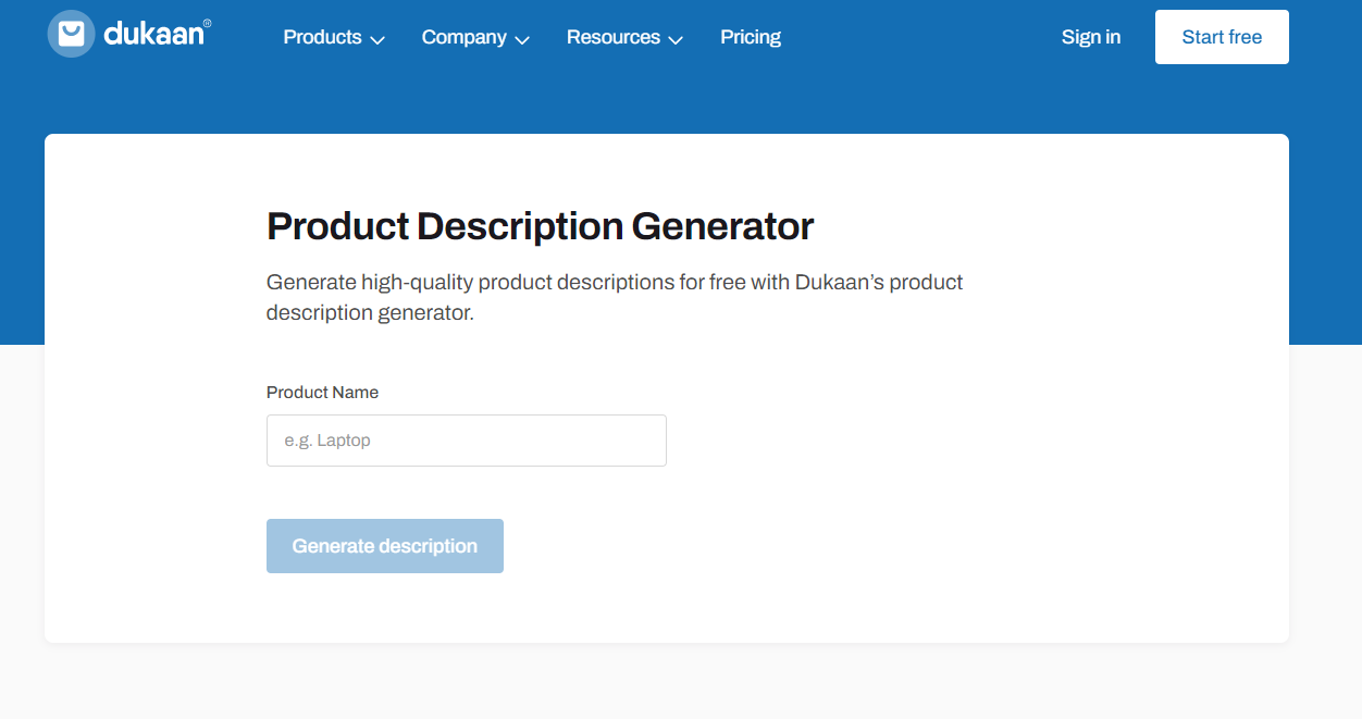 Dukaan Product Description Generator