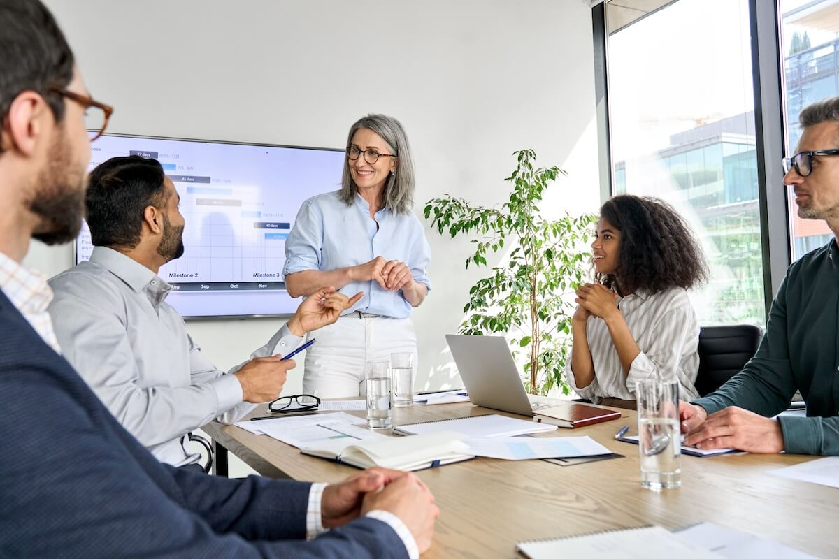 Team having a board meeting