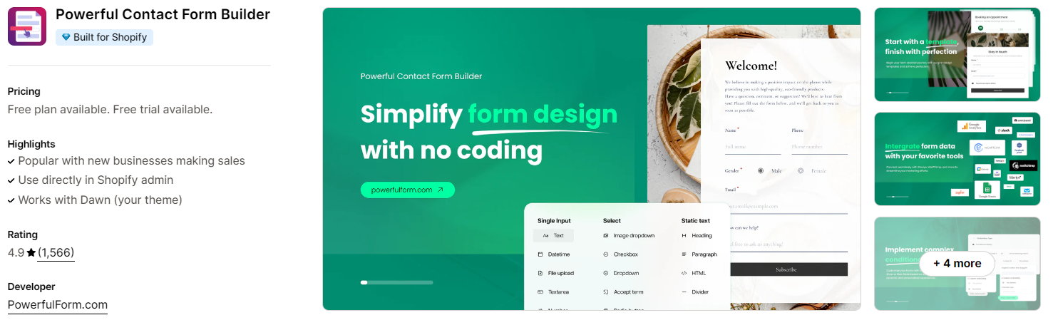 Powerful Contact form builder, Best form builder for Shopify