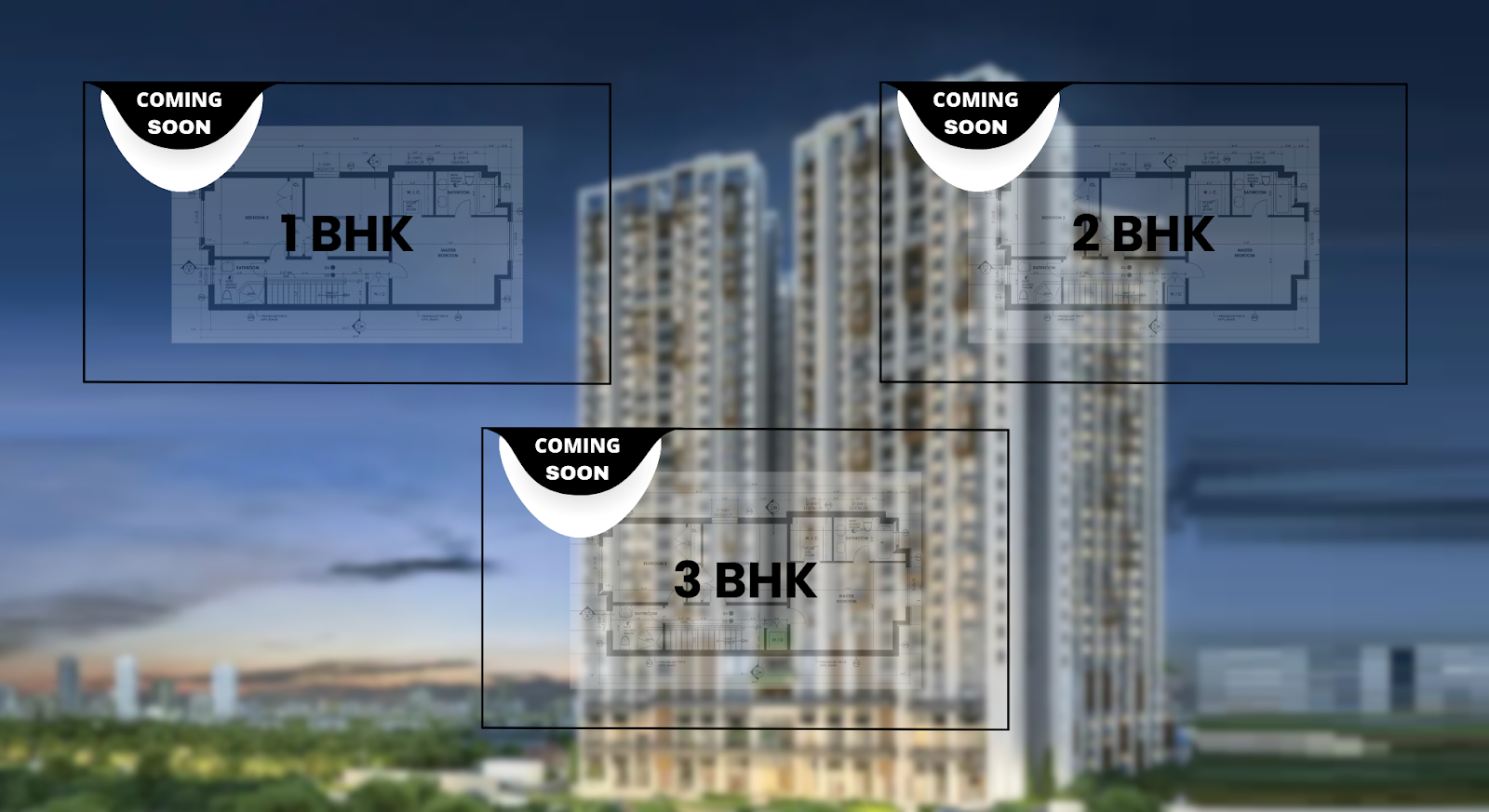 The launch tower will offer you 1 BHK, 2 BHK, and 3 BHK flats.