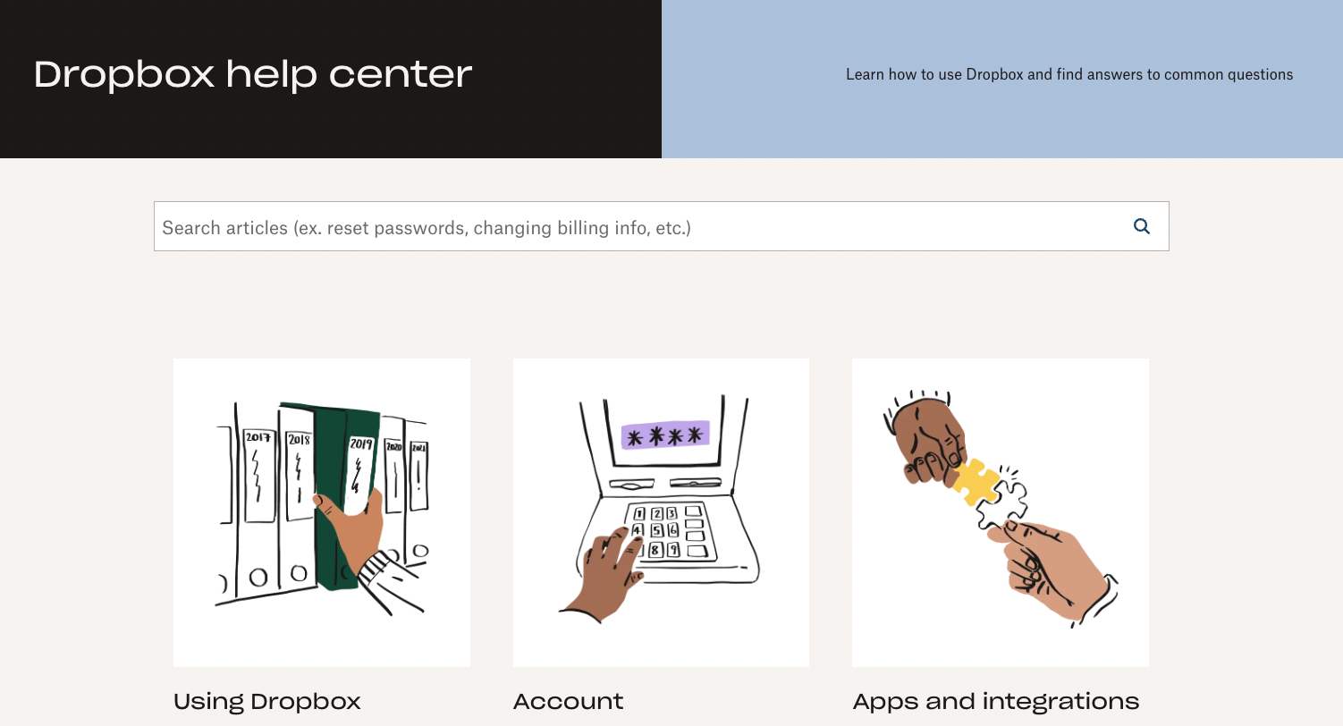 Dropbox help center