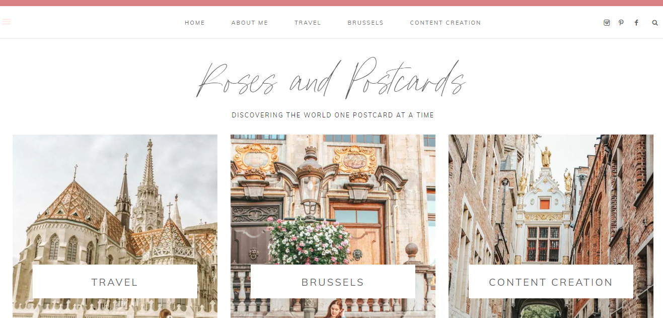 Homepage of Roses and Postcards - an aesthetic blog
