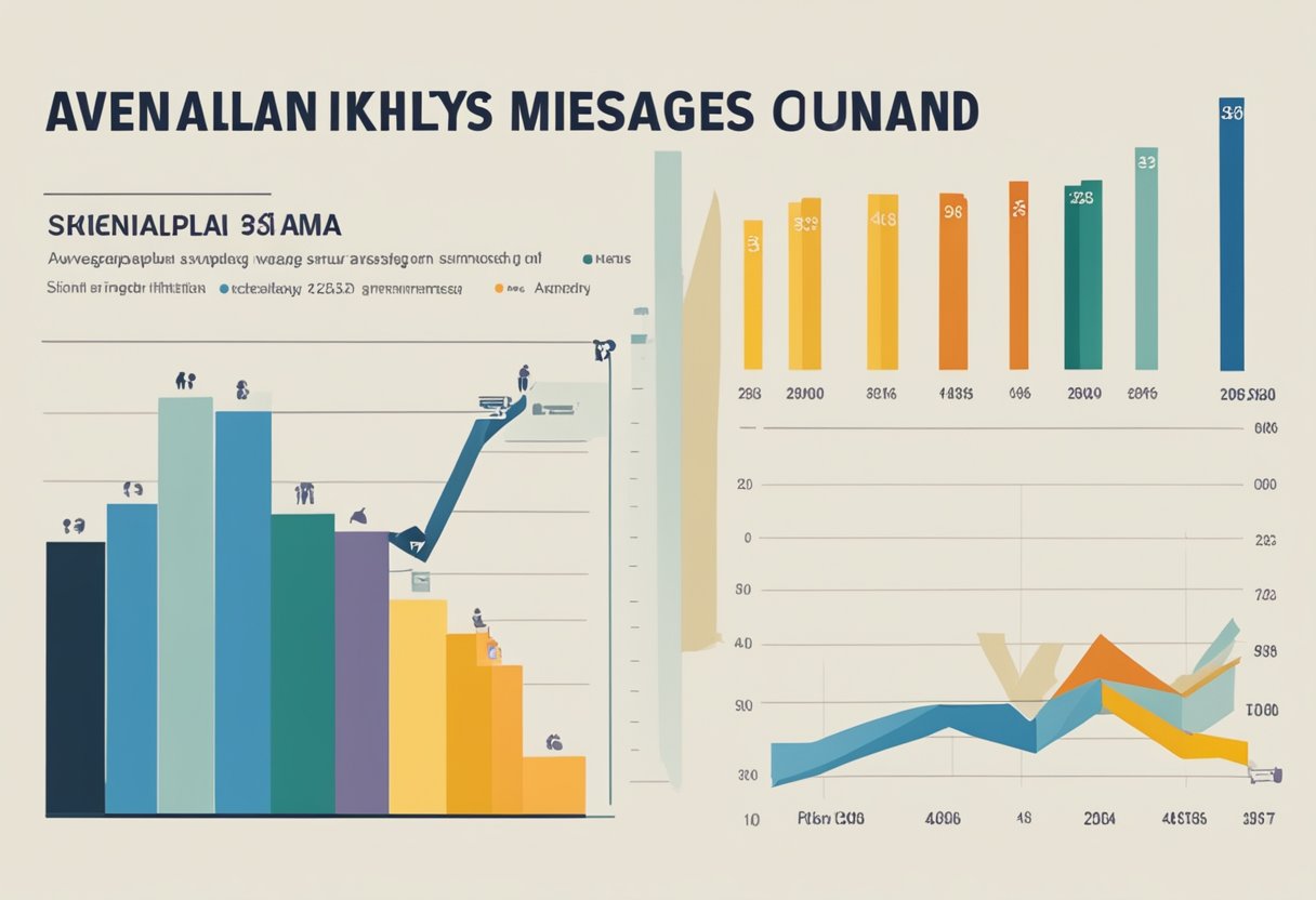 A bar graph showing the development of average wages in Finland over time, with the title "Keskipalkan kehitys Suomessa" in bold letters at the top