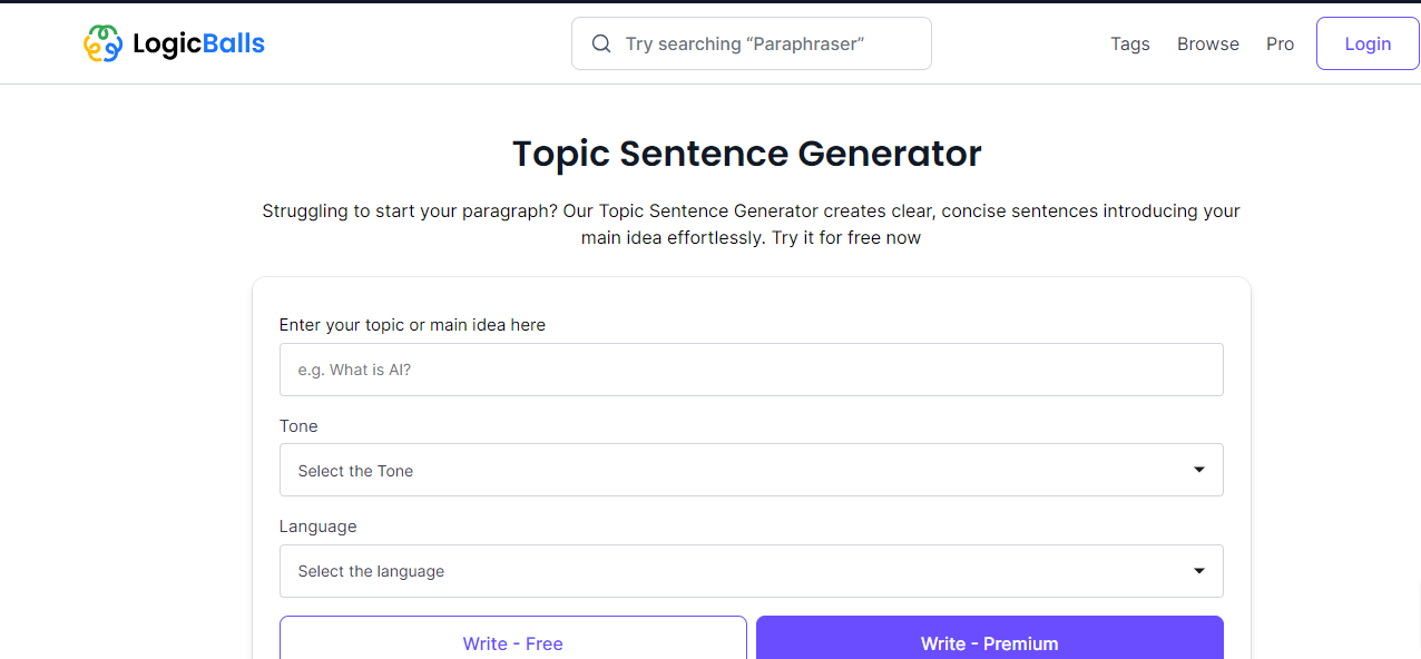 LogicBalls Topic Sentence Generator