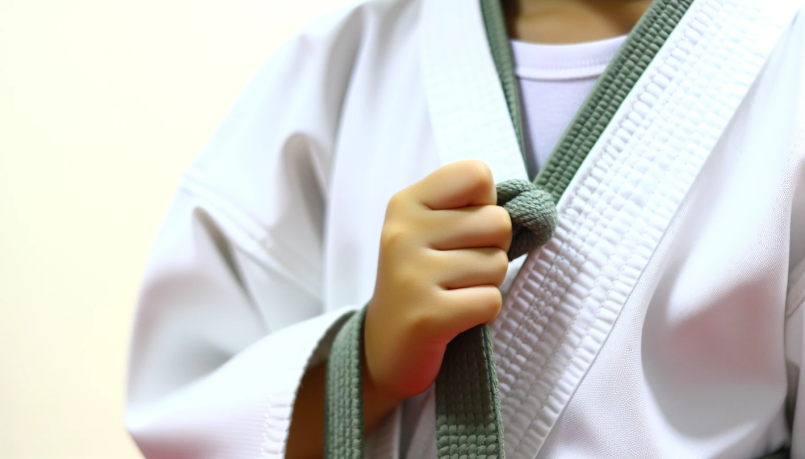 A student holding their taekwondo belt.