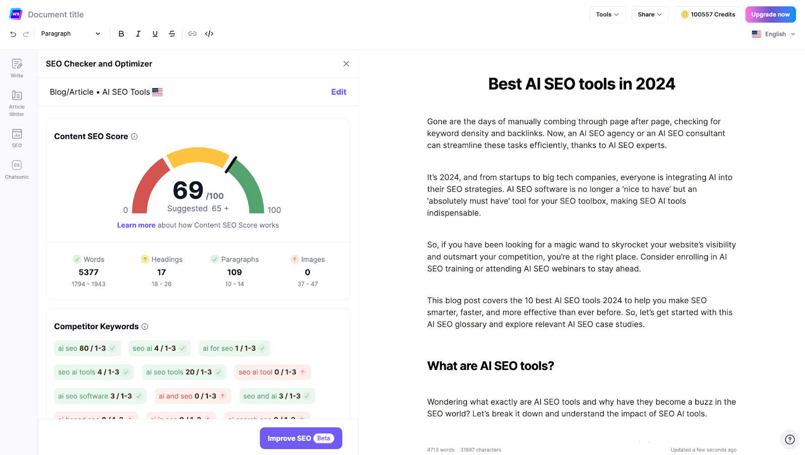 Writesonic On-Page SEO Checker Tool - AI SEO Tools