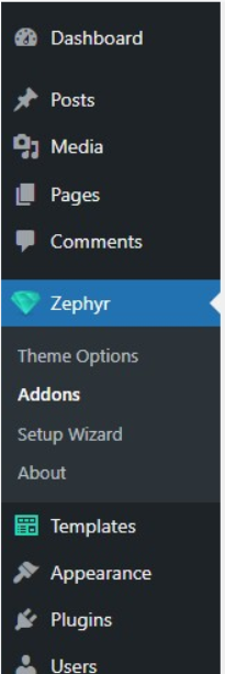 Setup Zephyr Theme WordPress