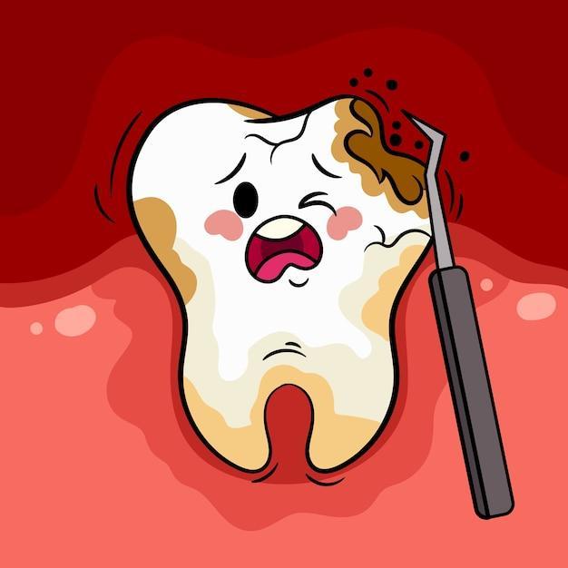 Hand drawn cartoon bad teeth illustration