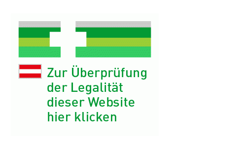 Eu logo for online sale of medicines. It is green and gray and it has flag of Austria in the left corner.