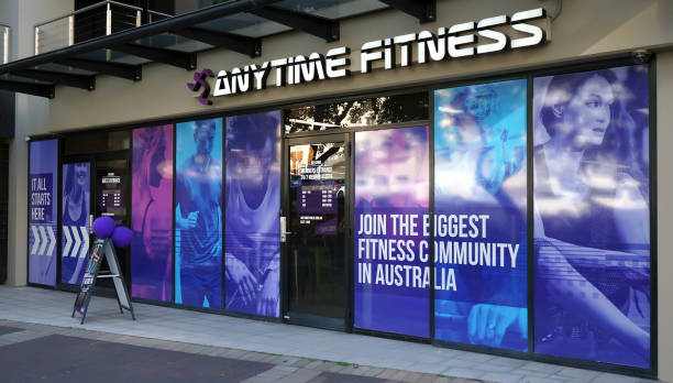 Anytime Fitness Edgecliff entrance exterior. Anytime Fitness is a biggest gymnasiums chain in Australia that offers 24 hour access Sydney, Australia - November 13, 2017: Anytime Fitness Edgecliff entrance exterior. Anytime Fitness is a biggest gymnasiums chain in Australia that offers 24 hour access to its members. anytime fitness australia stock pictures, royalty-free photos & images