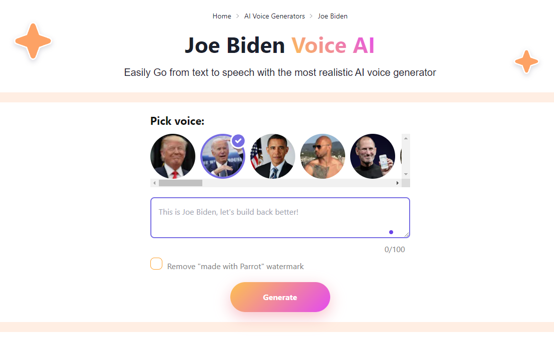 Parrot AI: Extensive Library of Realistic AI Celebrity Voices