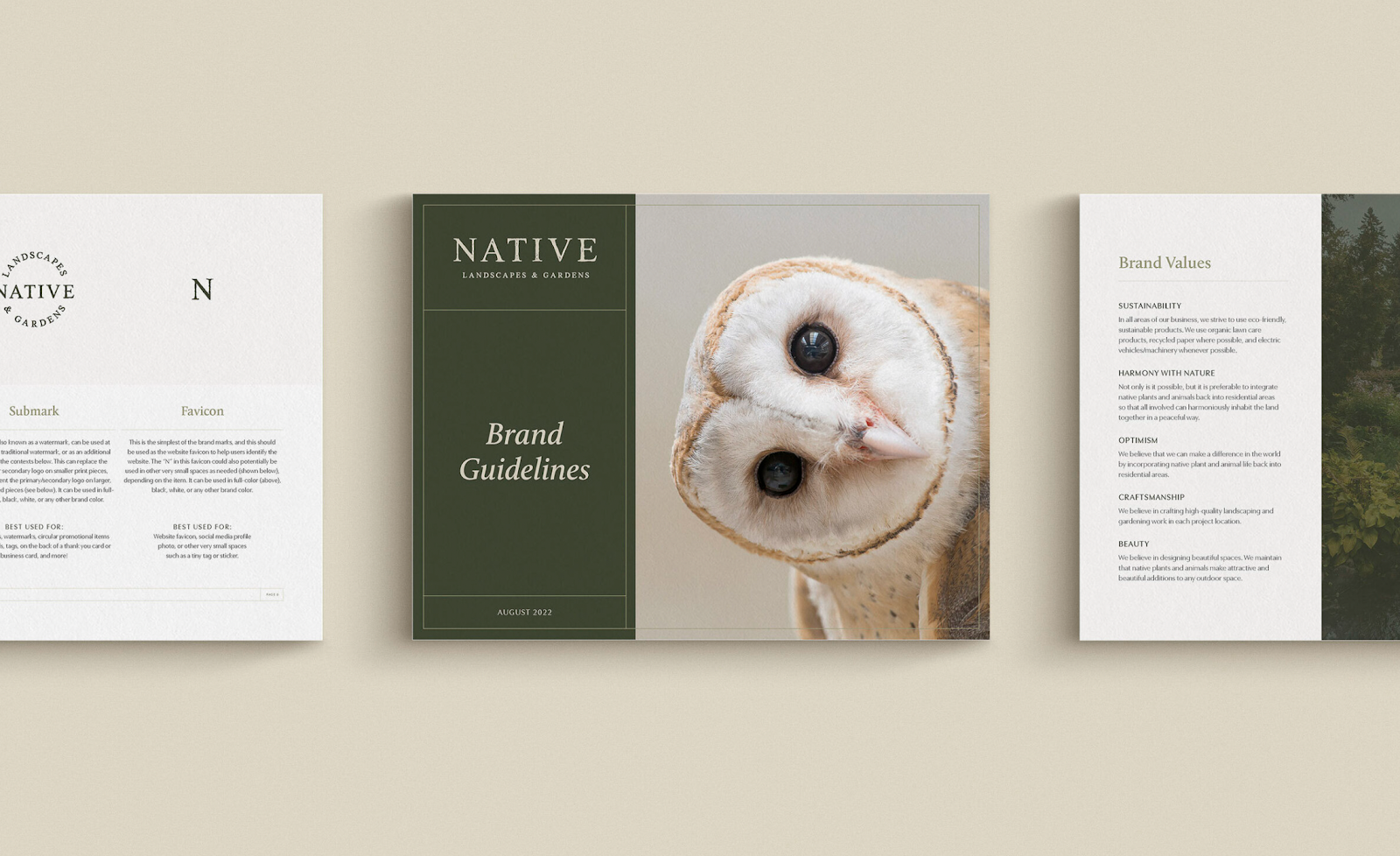 Creative brand guidelines for Native Landscapes & Gardens. 