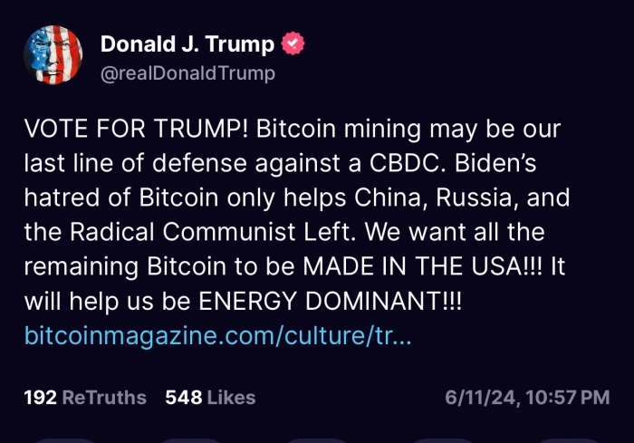 Trump Pledges To Support Bitcoin Mining Initiatives