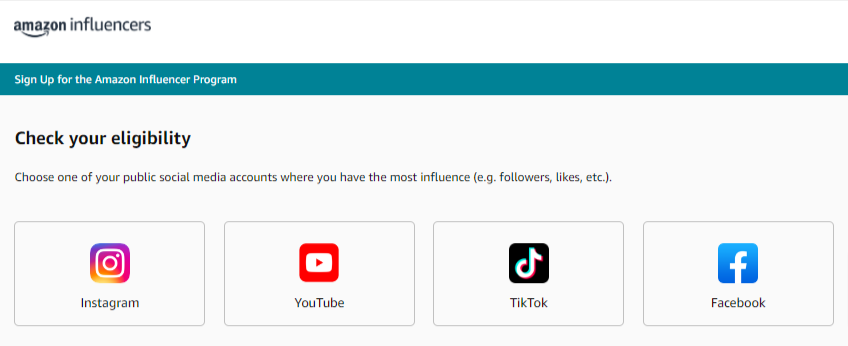 Amazon influencer login accepted social media platforms