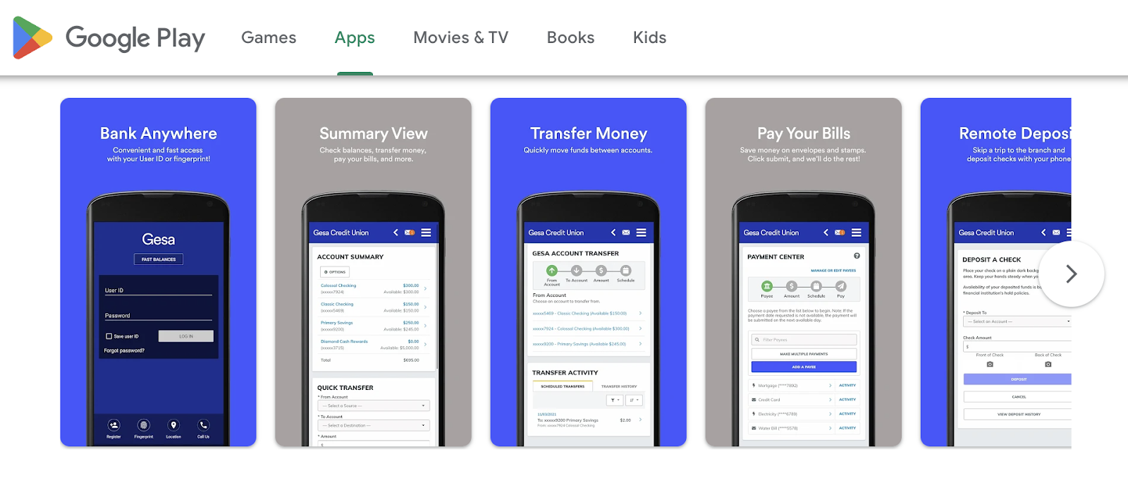 Gesa Credit Union mobile app 
