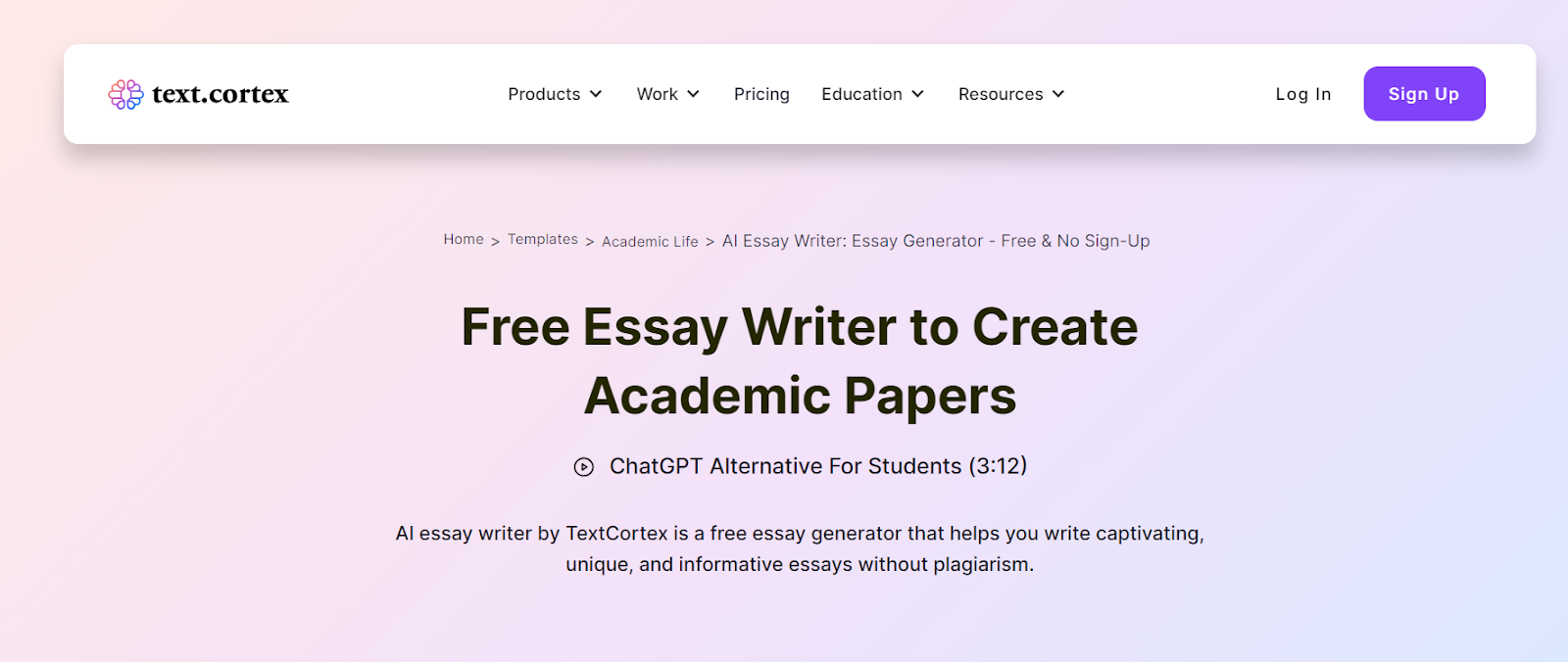 TextCortex AI Essay Writer