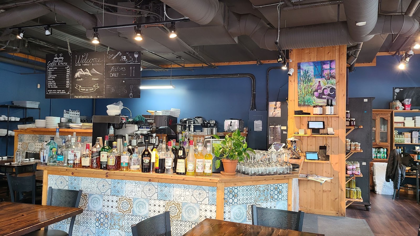 Market Bistro Canmore indoor setting and bar 