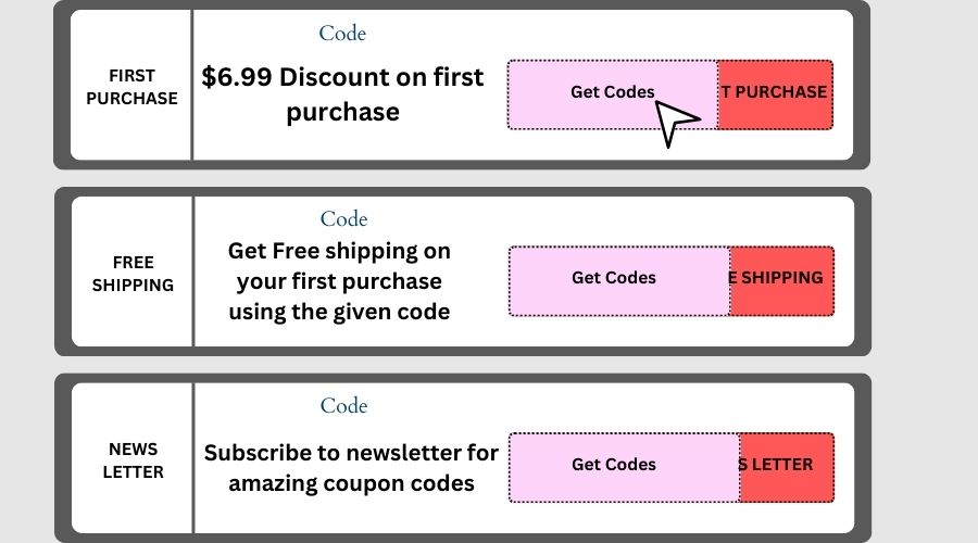 list of coupon codes