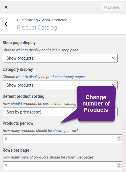 Change Number of Products WooCommerce