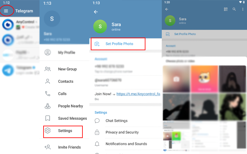 Add profile photo on andriod on telegram