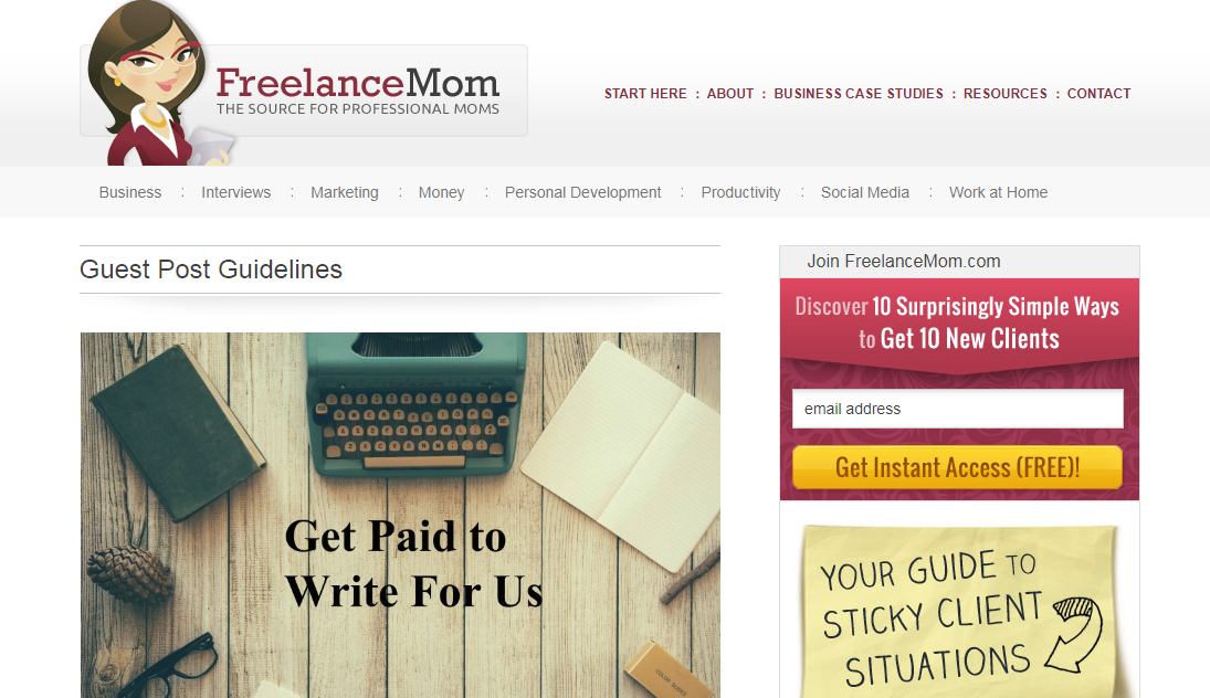 Freelance Mom - Guest Post Writing Web Page