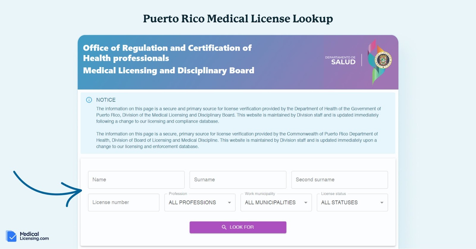 puerto rico medical license lookup