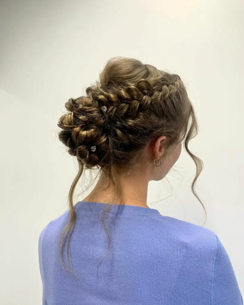 Back view of a lady wearing her cute bun with curls