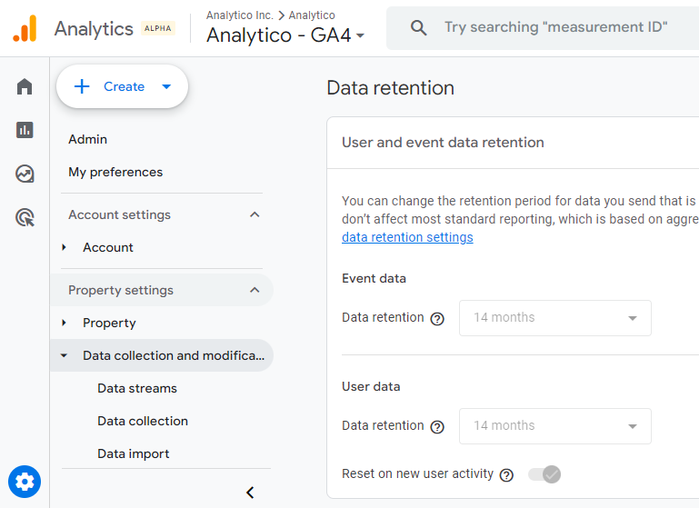 Ga4 glossary, GA4 data retention 