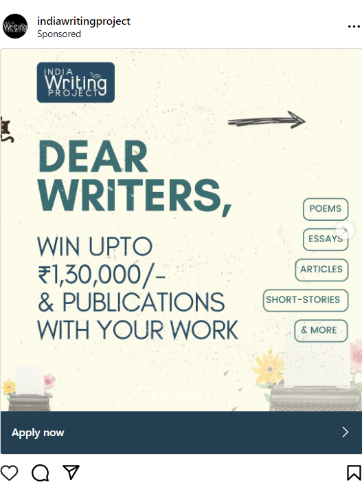 India Writing Project ad with CTA