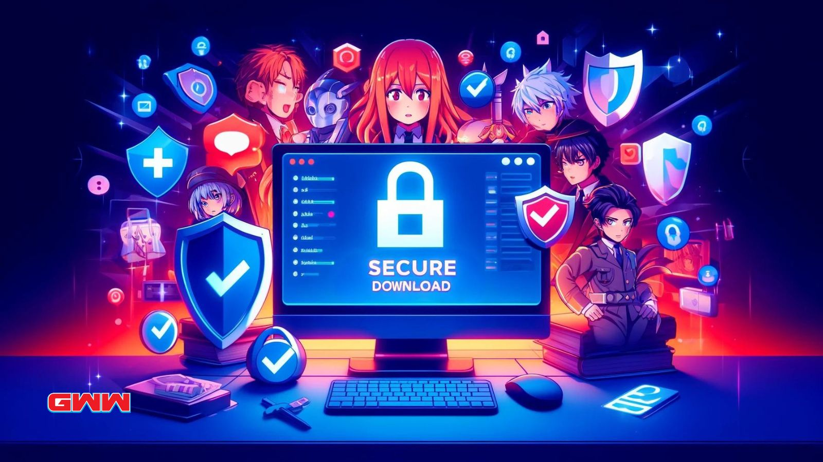  A vivid and engaging widescreen image exploring the safety of 9anime downloads.
