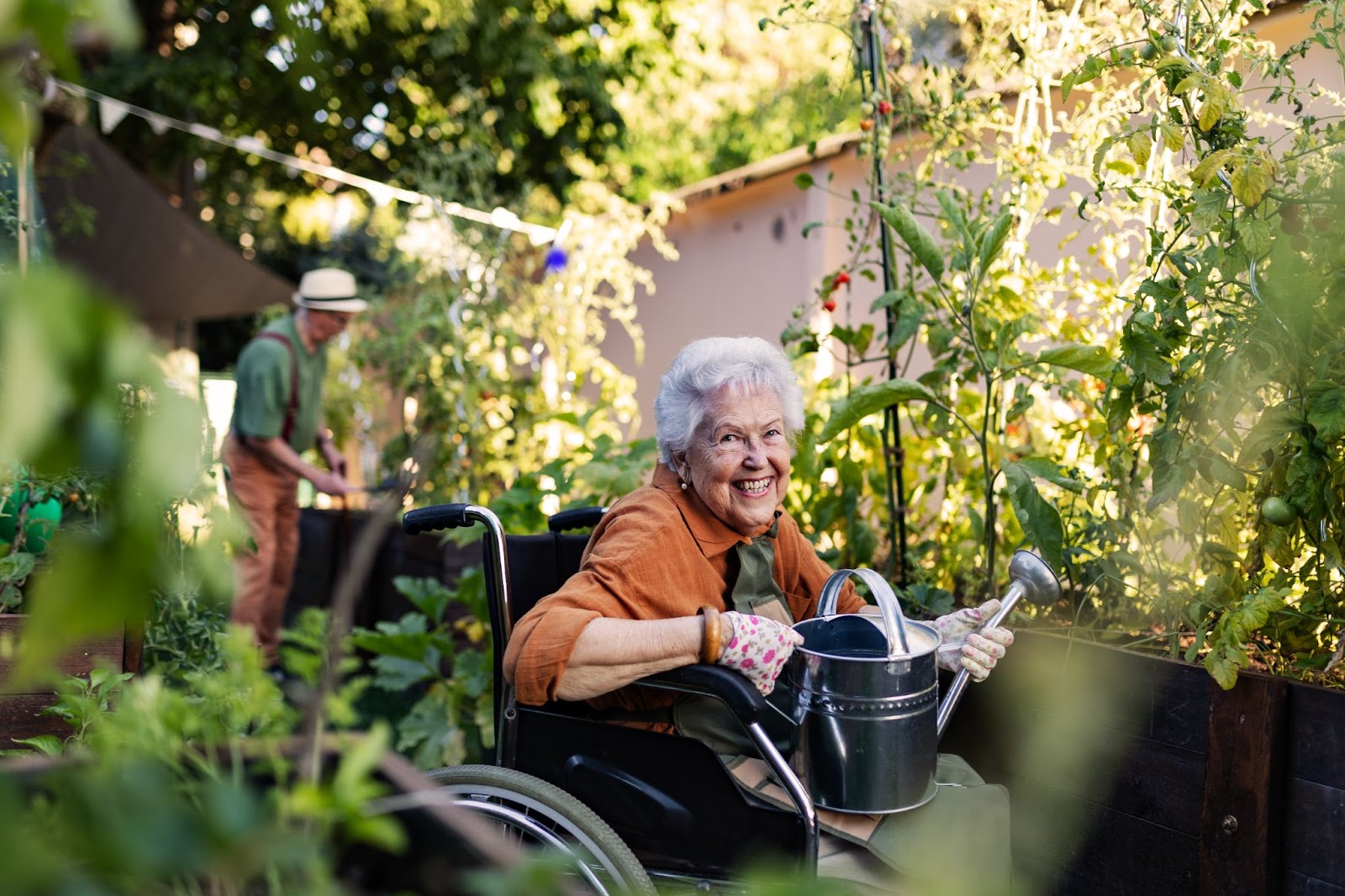 Older adult woman gardening