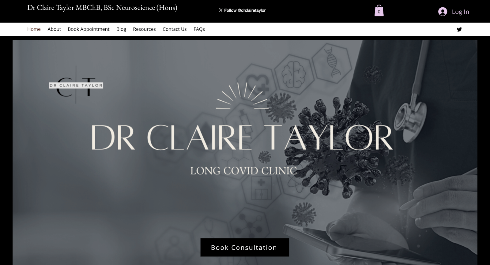 medical website example - dr. claire taylor