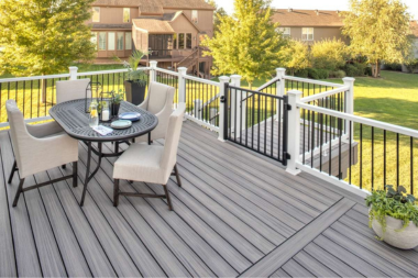 deck designs to create a pet friendly outdoor living space trex composite railing with dining area custom built michigan