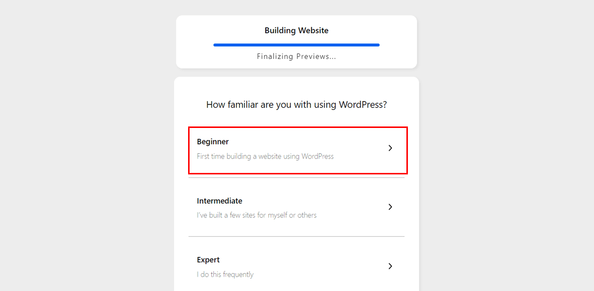 Choose Expertise Level