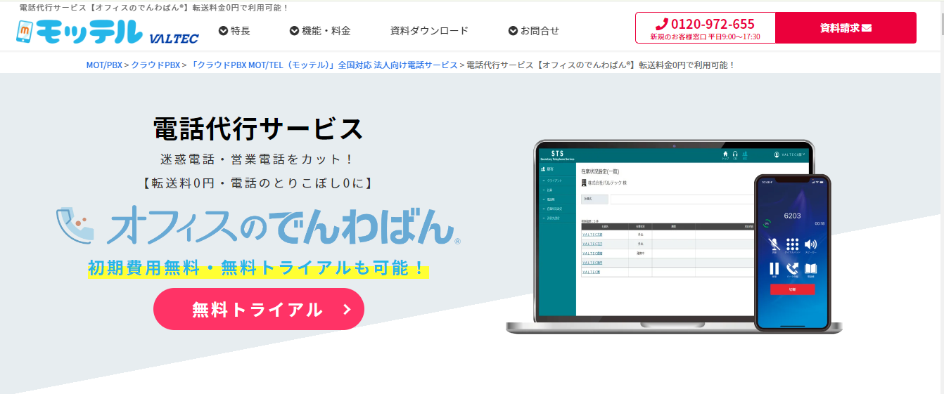 オフィスのでんわばんの公式HP