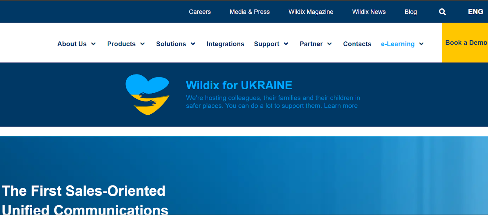 Wildix website snapshot highlighting the services it offers.