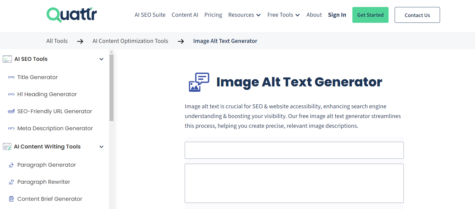 Image Alt Text Generator by Quattr