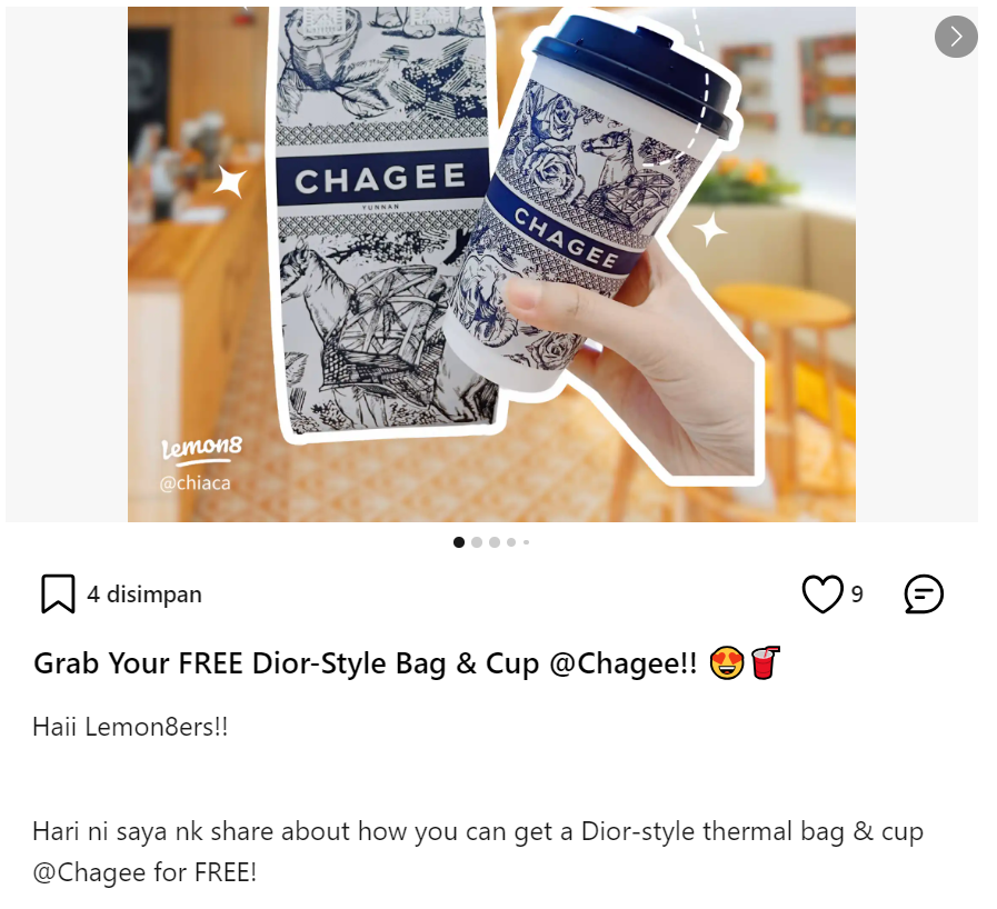 Chagee's fans promote the brand's products by associating it with Dior