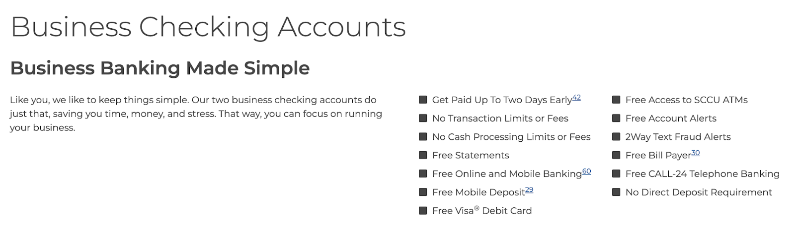 SCCU business checking