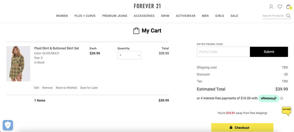 Forever 21 Website Screenshot