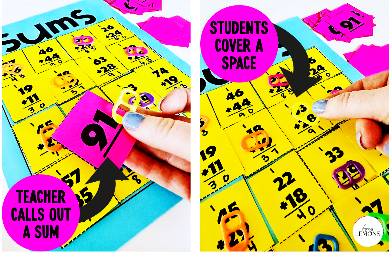 Students play math bingo games for the classroom.