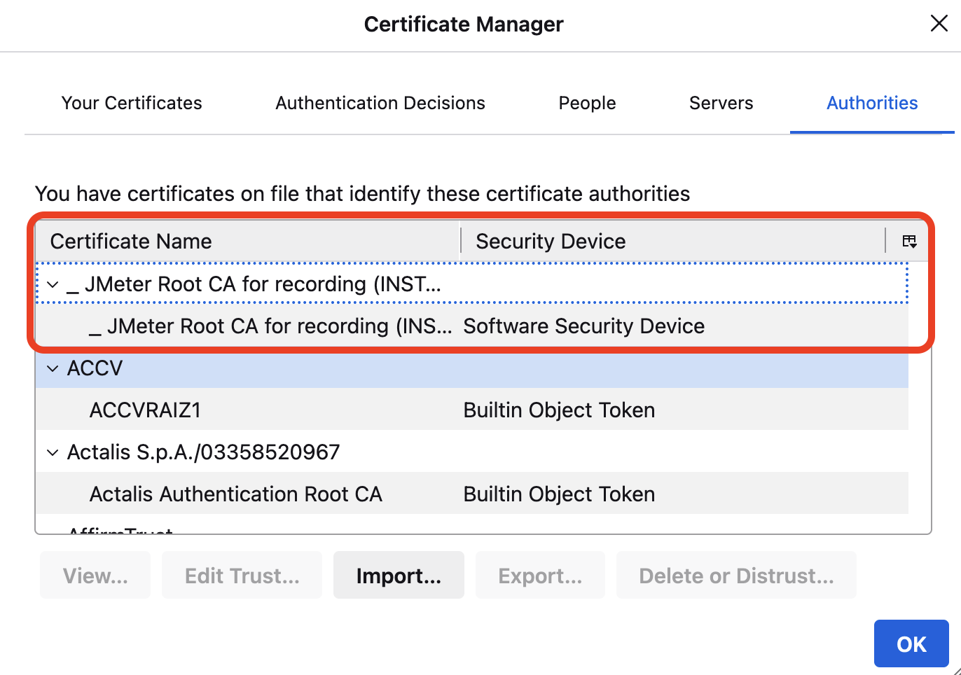 Certificate Manager in Jmeter