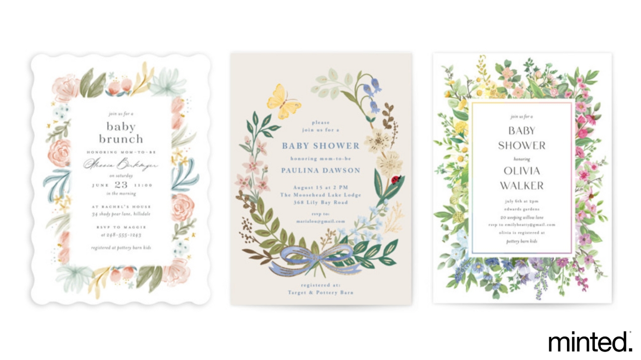wildflower baby shower invitations